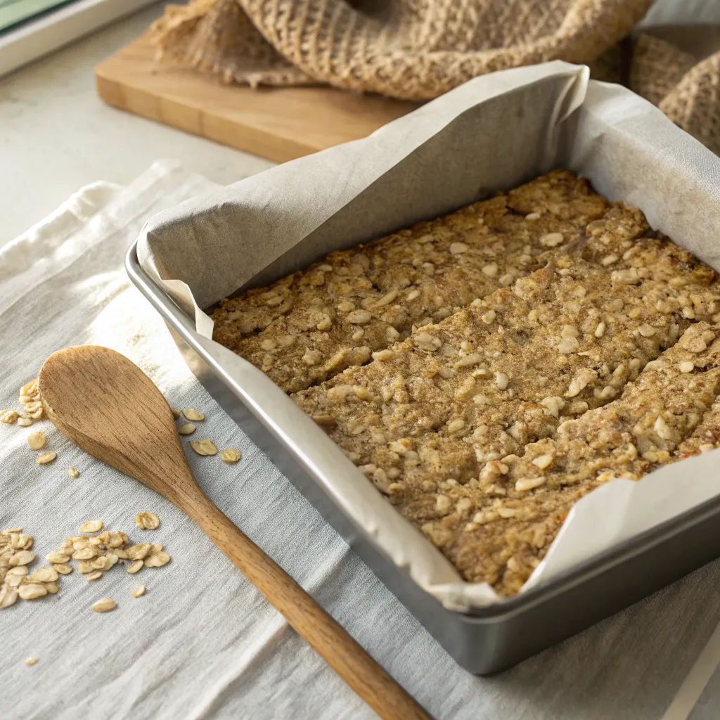 Banana Oatmeal Bars – No Bake Healthy Ideas 10 Banana oatmeal bars in baking pan