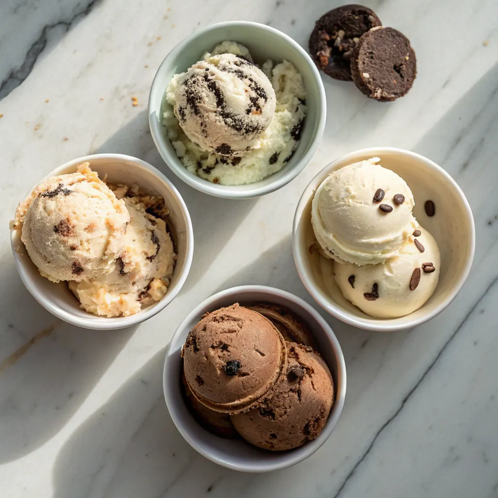 Chocolate chip cookie dough ice cream variations