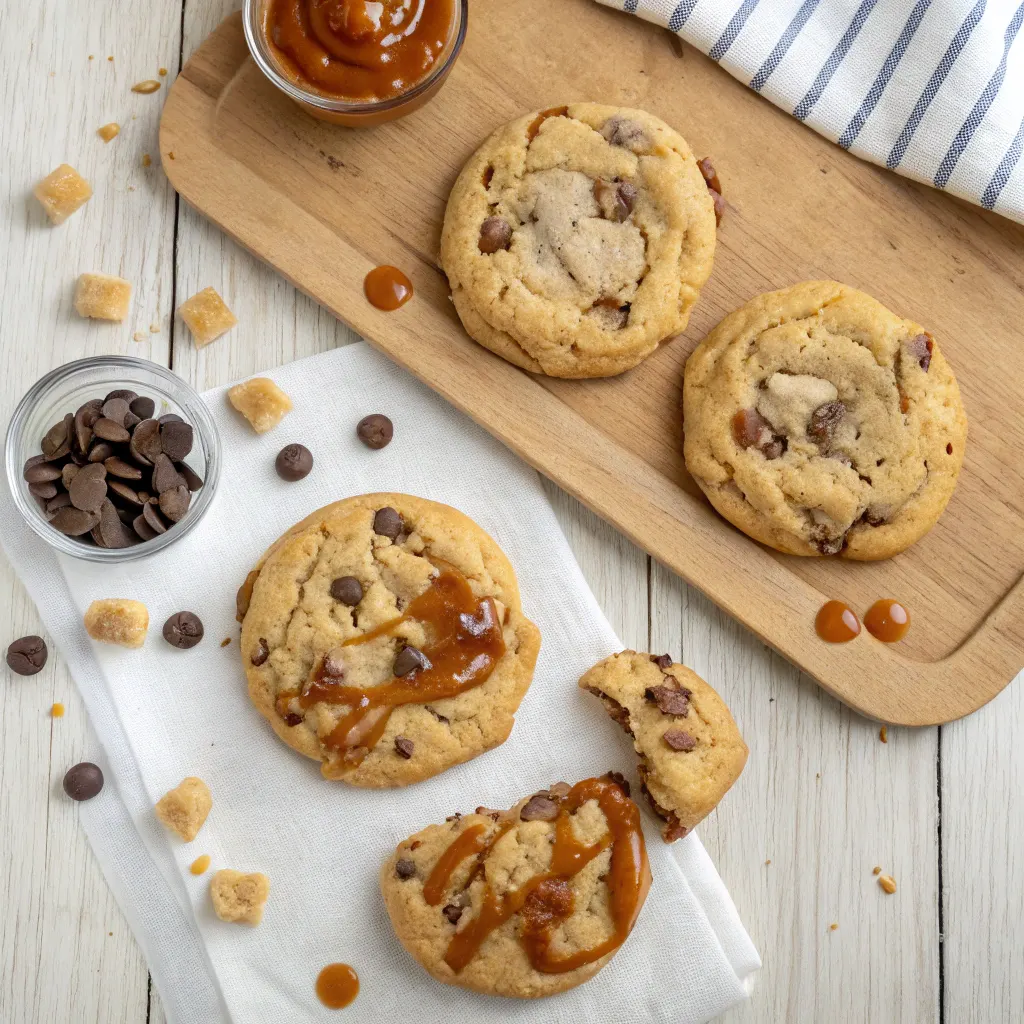 Variations of Crumbl Salted Caramel Cheesecake Cookies