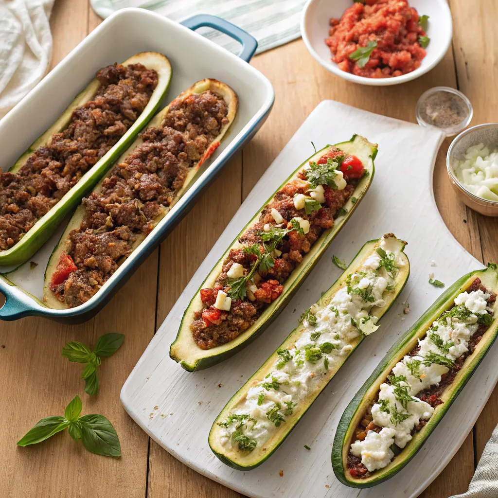 Different zucchini boats variations