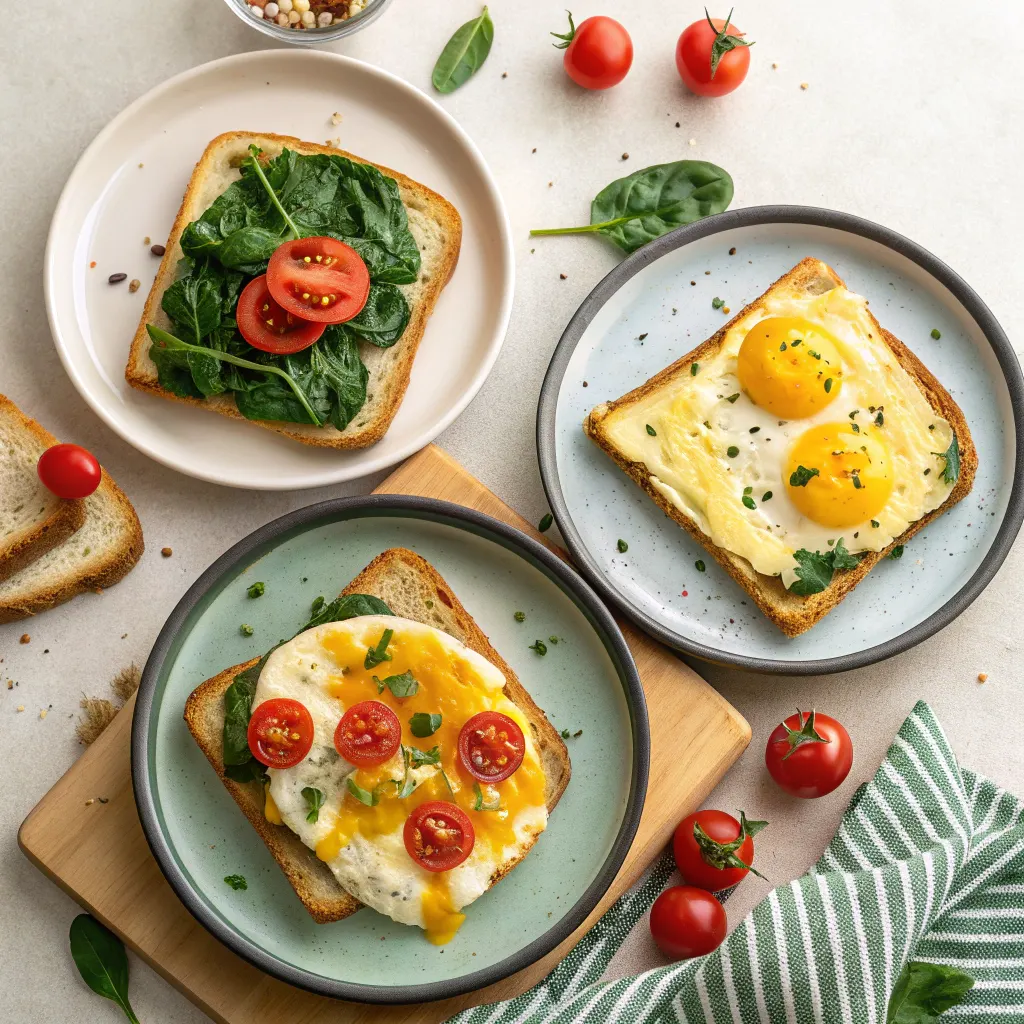 Variations of cheesy egg toast