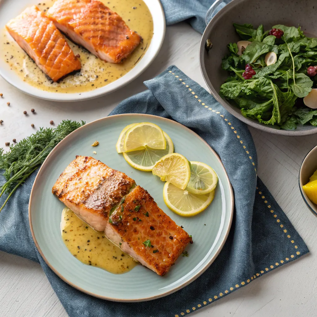 Salmon with Mustard Sauce – Baked, Pan-Seared or Air Fryer 11 Baked and pan seared salmon with mustard sauce variations
