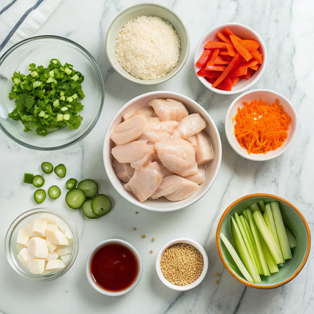 Ingredients for Bang Bang Chicken Bowl