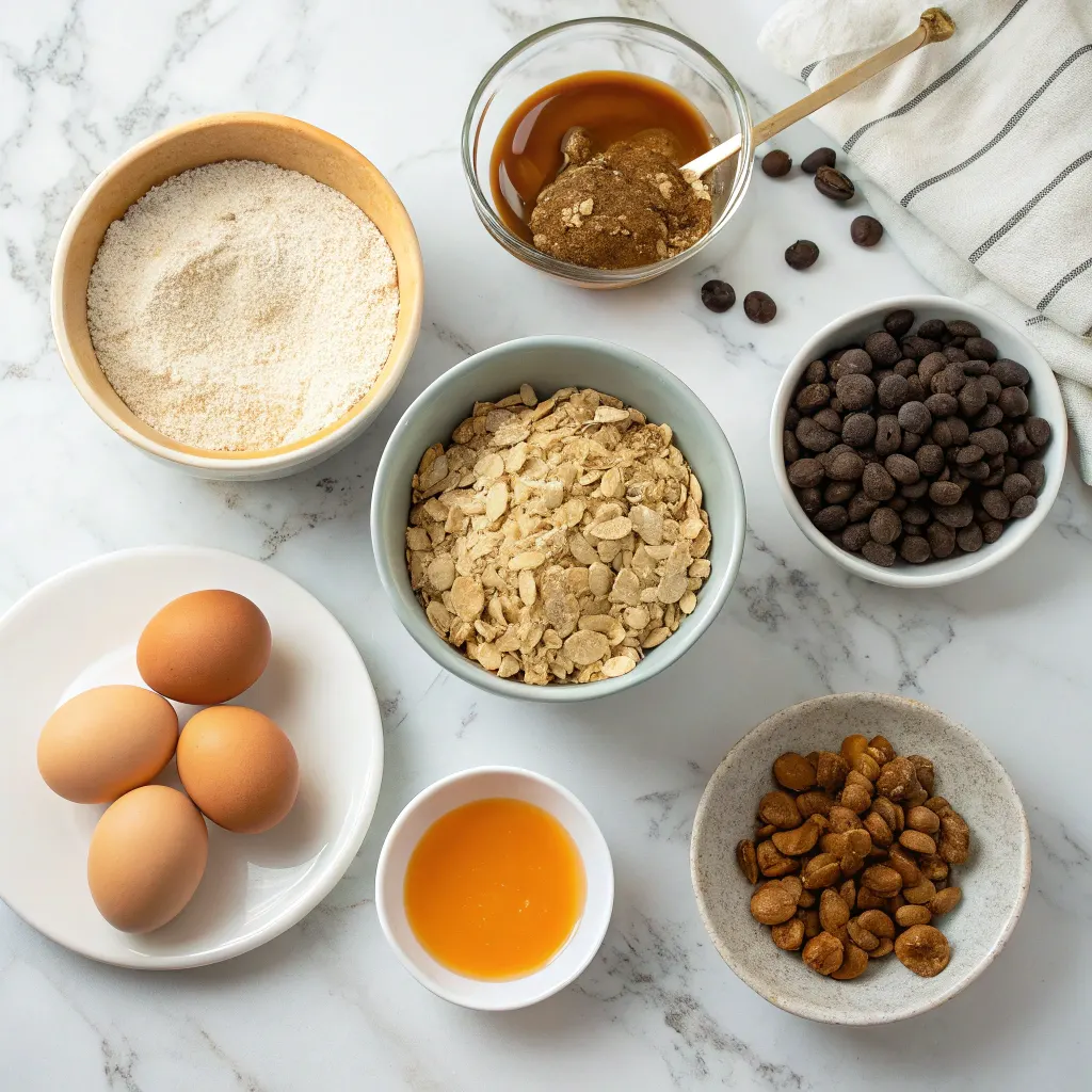 Breakfast Cookies for Kids – Fun, Healthy, and Quick to Make 9 Ingredients for breakfast cookies laid out