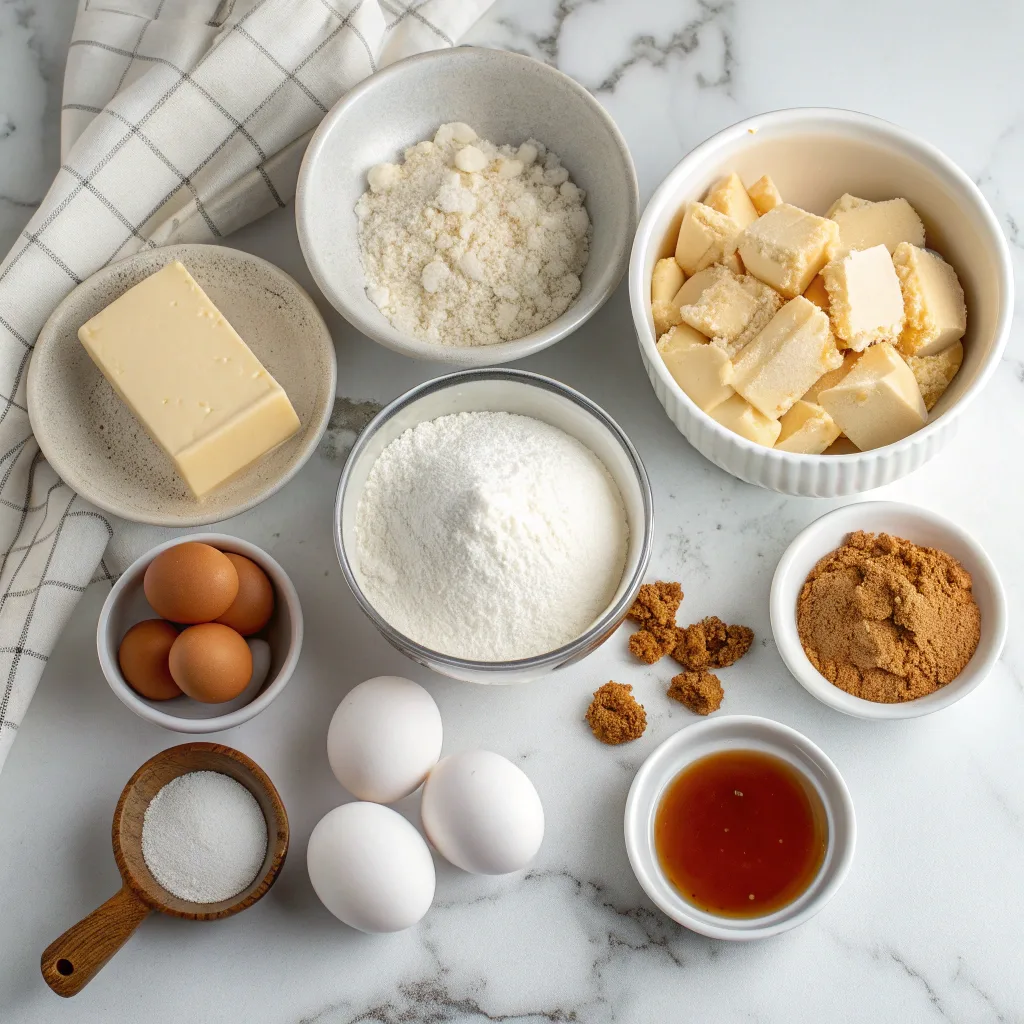 Ingredients for Crumbl Salted Caramel Cheesecake Cookies