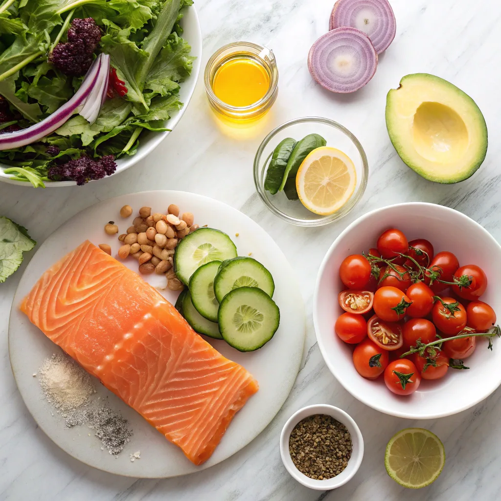 Ingredients for salmon salad