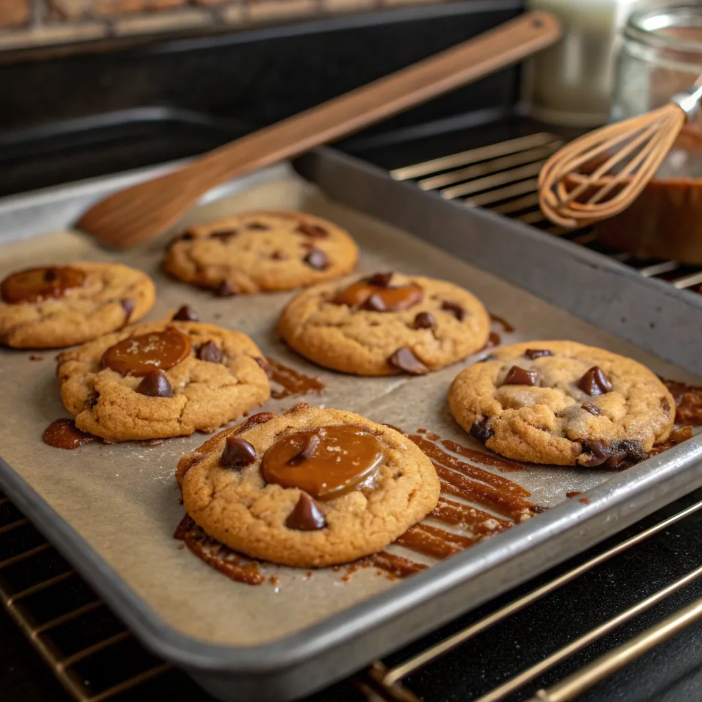 Baking caramel chocolate chip cookies