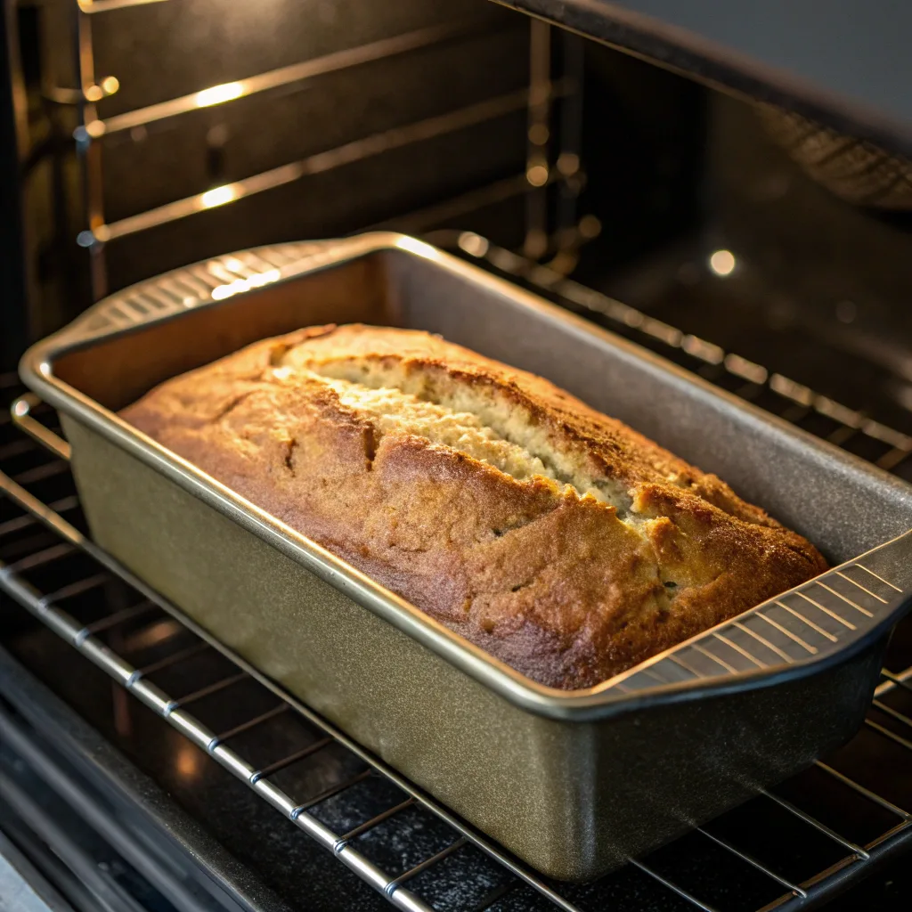 Moist Easy Banana Bread Recipe – Ready in Under 1 Hour 10 Baking Easy Banana Bread in oven