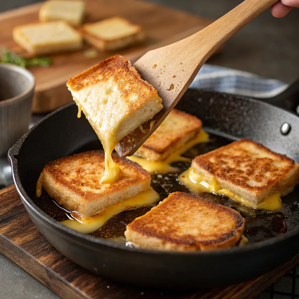 Cheesy, Golden Mini Grilled Cheese Sandwiches 10 Cooking mini grilled cheese sandwiches in skillet