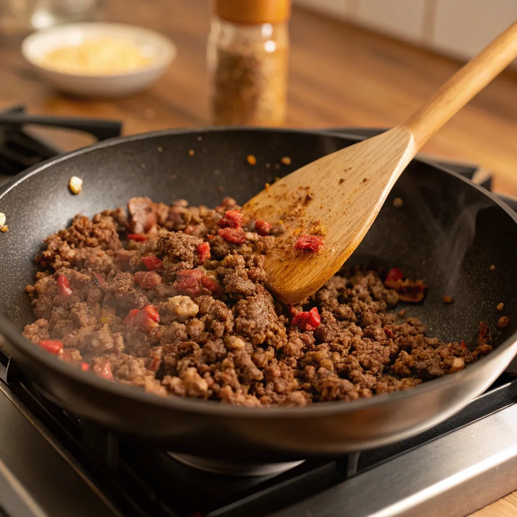 Cooking ground beef for burger bowl recipe