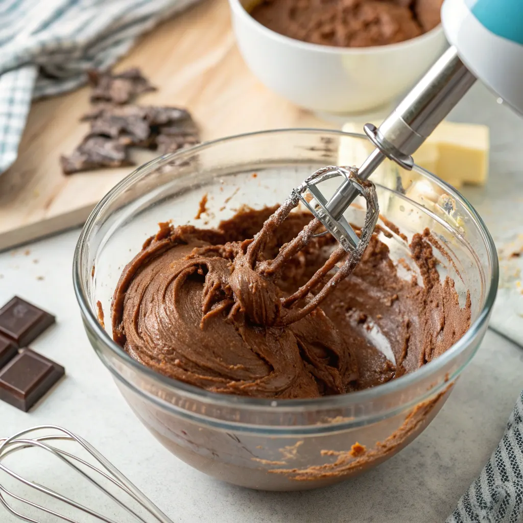 Chocolate Cream Cheese Frosting for Cinnamon Rolls & Desserts 10 Mixing chocolate cream cheese frosting