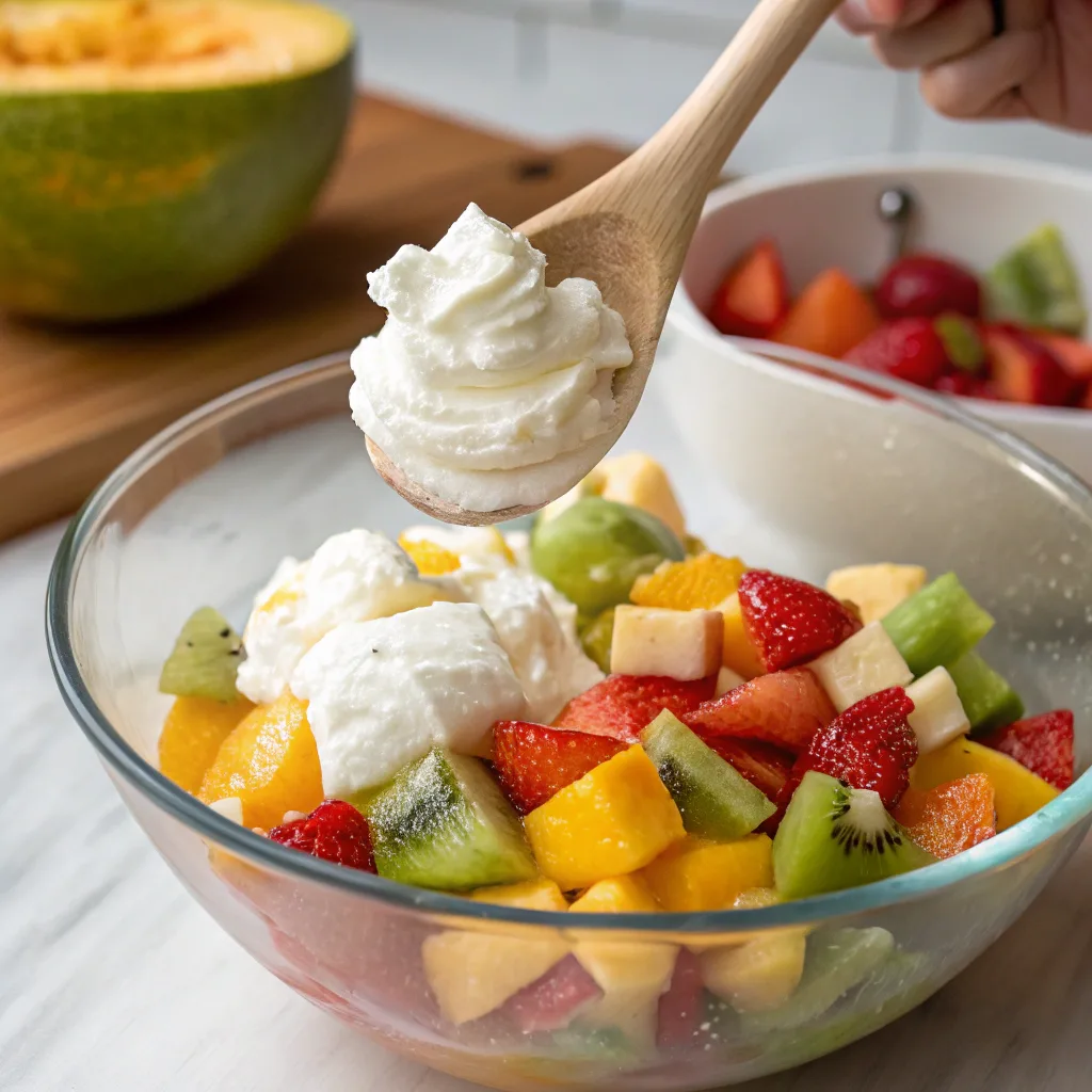 Hawaiian Fruit Salad with Cool Whip – Easy Summer Treat 10 Mixing Hawaiian Fruit Salad