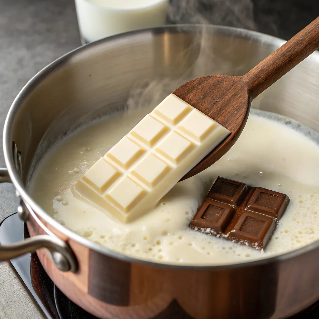 How to Make White Hot Chocolate at Home in Minutes 10 White hot chocolate melting in saucepan