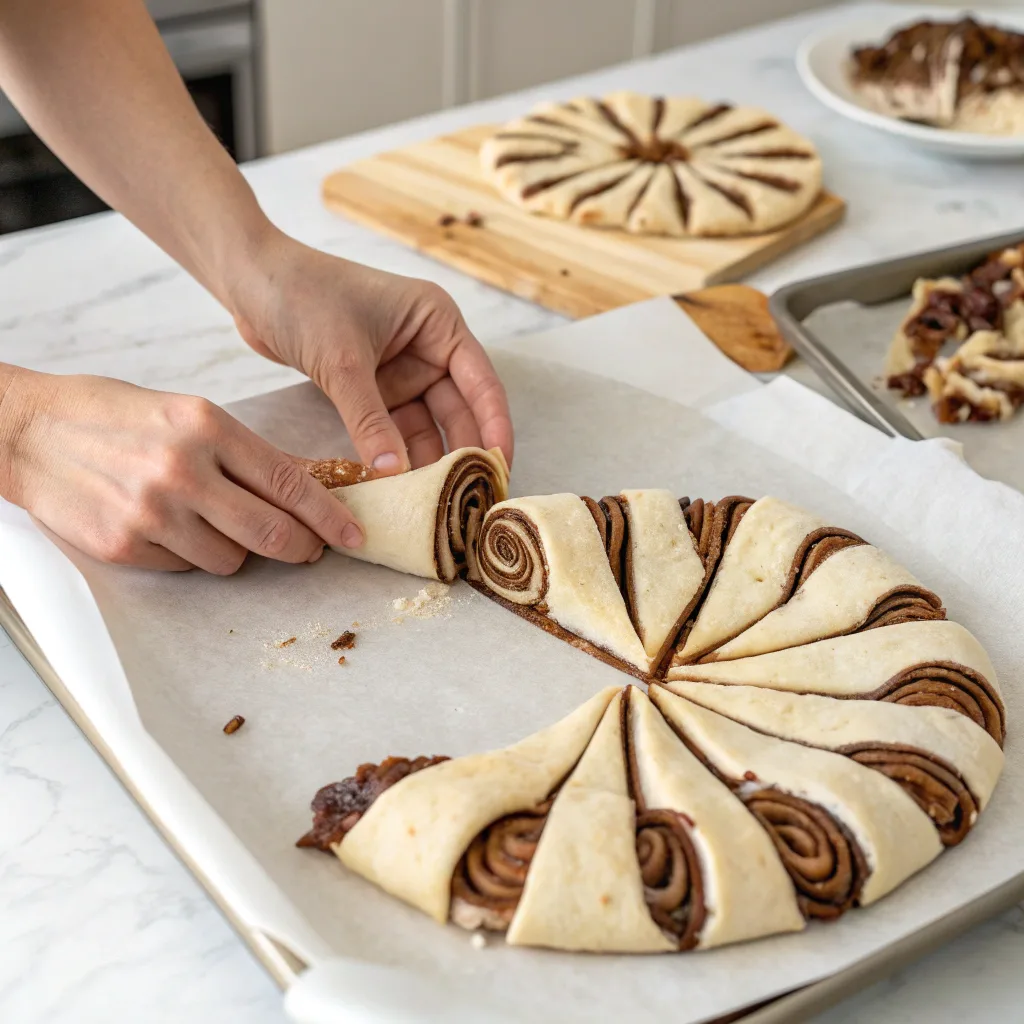 Chocolate Babka Rugelach – Easy Bakery-Style Dessert 10 Rolling chocolate babka rugelach