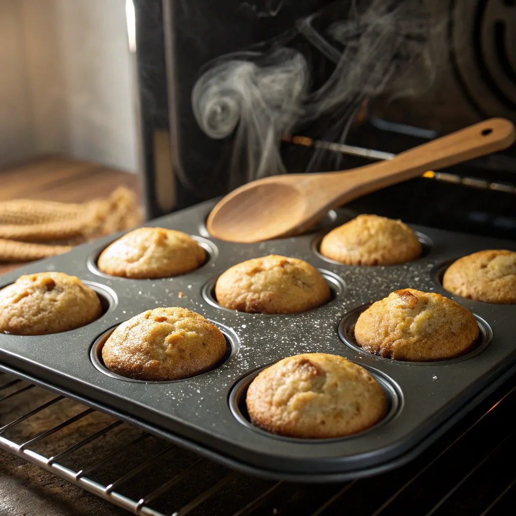 Quick Mini Banana Muffins – Perfect for On-the-Go Snacks 10 Baking mini banana muffins in oven