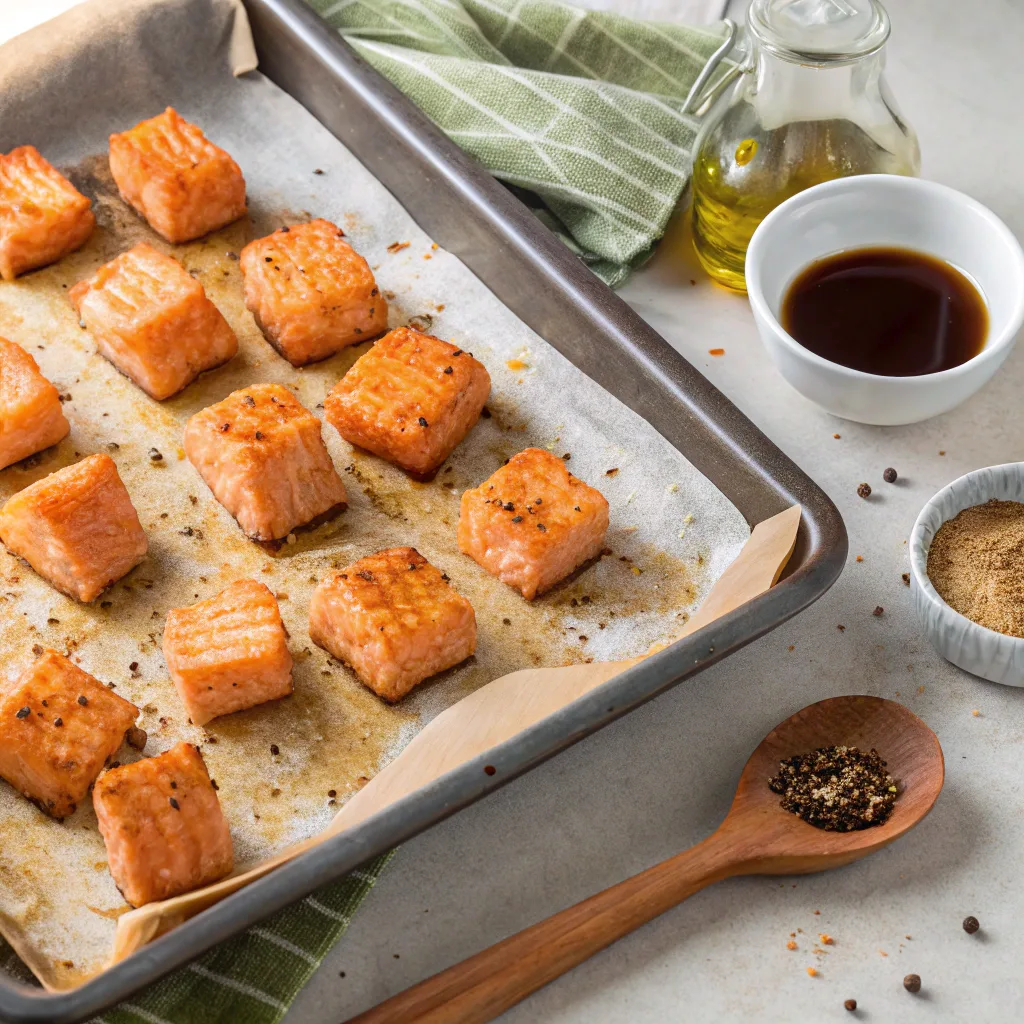 Crispy Bang Bang Salmon Bites – Healthy & Delicious Salmon Recipe 10 Oven-baked crispy bang bang salmon bites