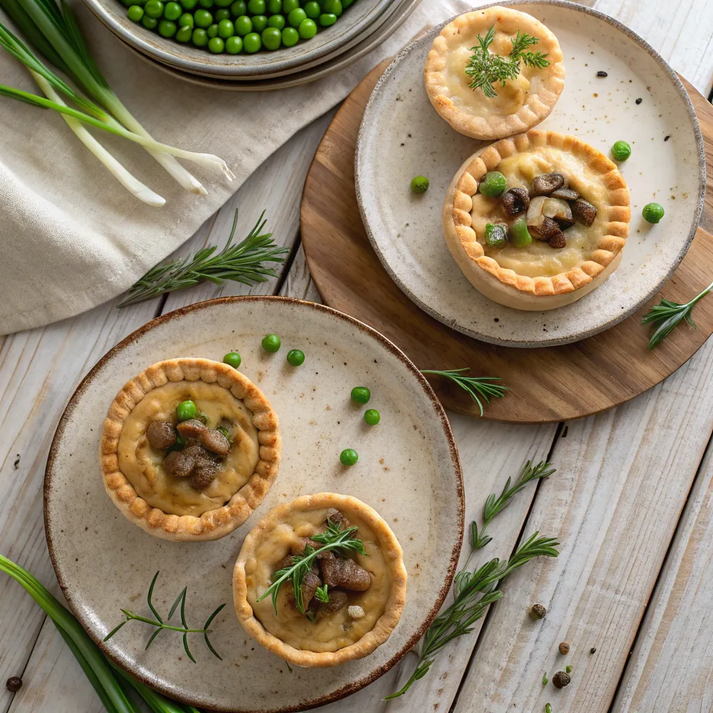 Easy Chicken and Mushroom Pie – Classic British Style 11 Three small chicken and mushroom pies with variations