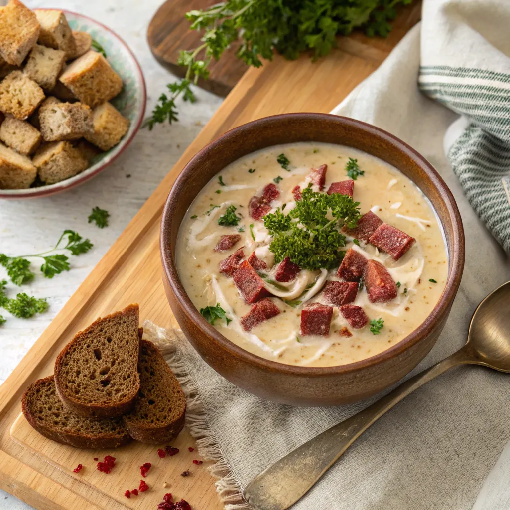 Reuben Soup – Classic Ingredients, Easy Recipe 11 Served Reuben Soup with Thousand Island