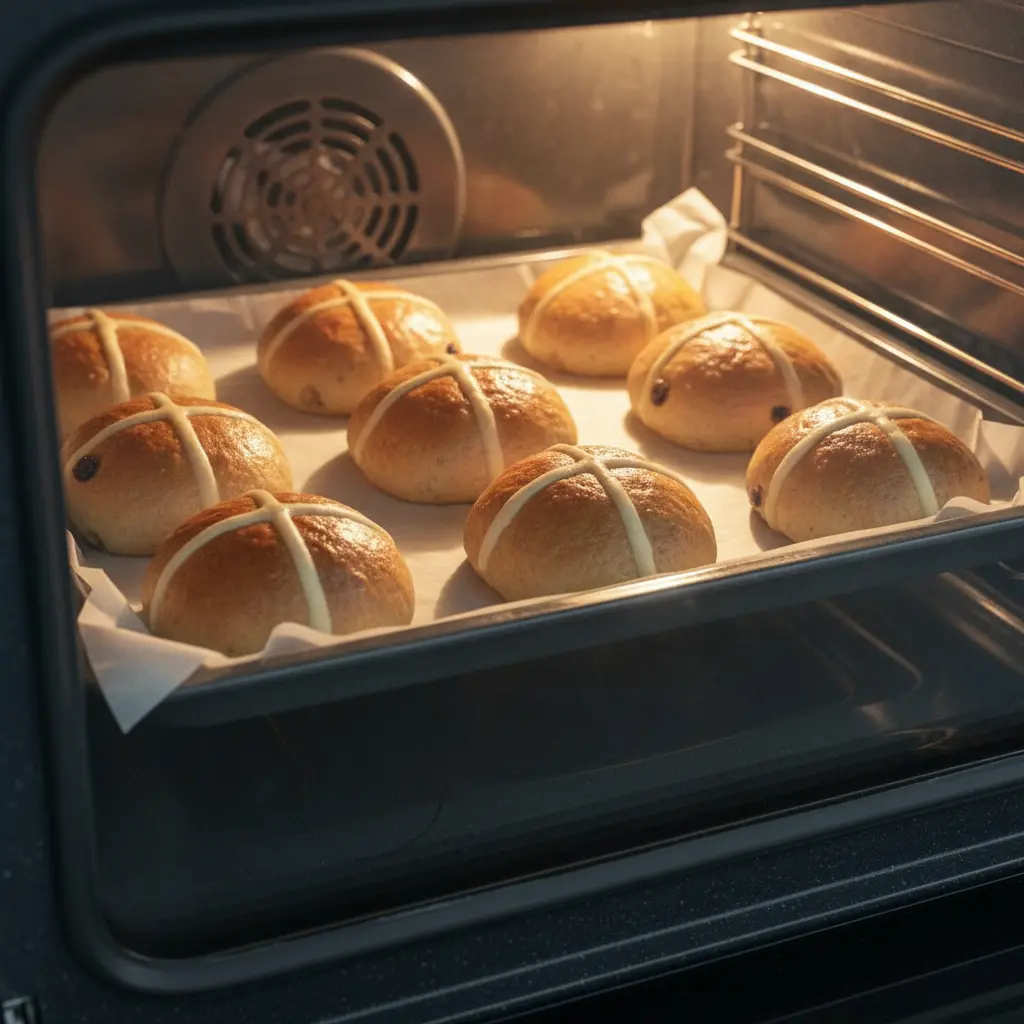 Baking hot cross buns in oven