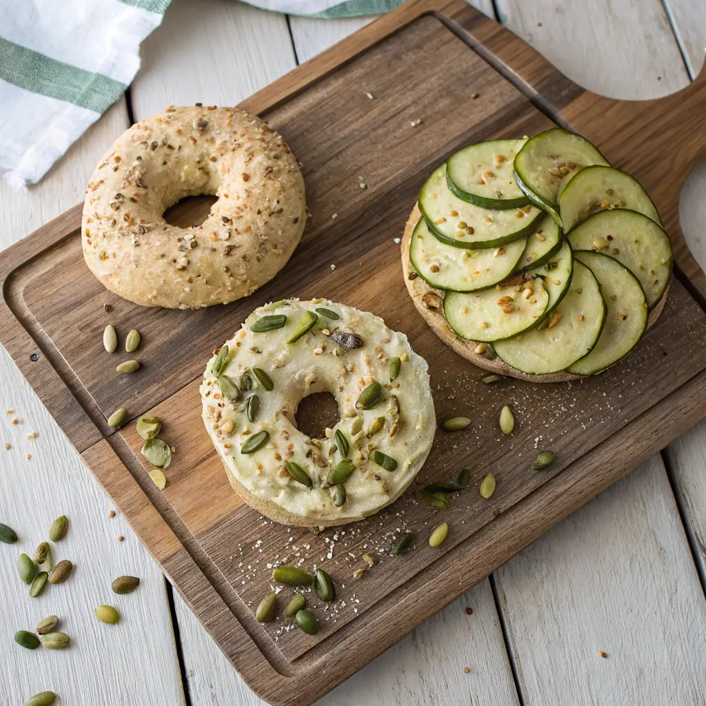 Different zucchini bagel variations