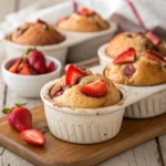 Soft, fluffy strawberry muffins in muffin tin