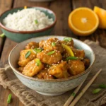 Crispy air fryer orange chicken in sweet citrus sauce