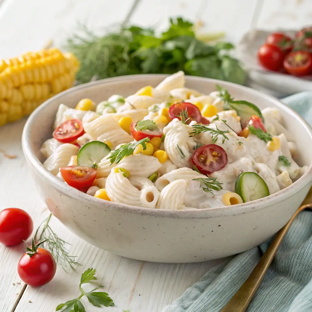High protein cottage cheese pasta salad