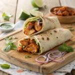Chicken Tikka Paratha Rolls Recipe – Quick & Delicious Wraps 9 Chicken tikka paratha roll cut in half