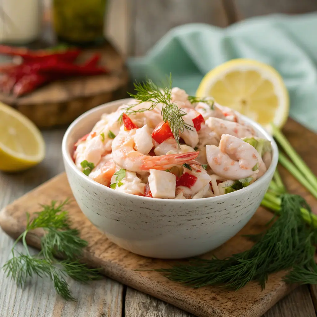 Seafood salad with shrimp and crab
