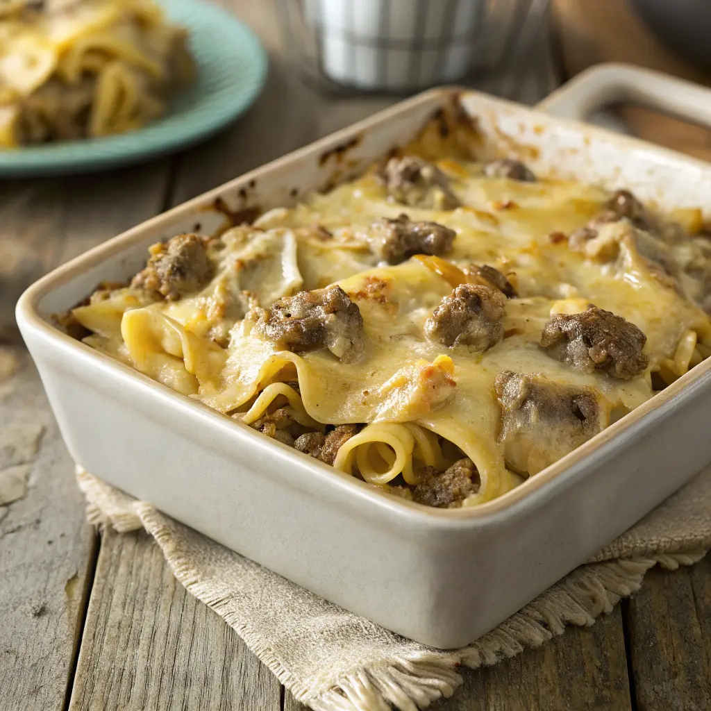 Hamburger Supreme Casserole in ceramic dish