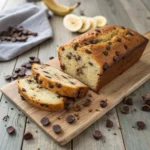 Chocolate chip banana bread slice