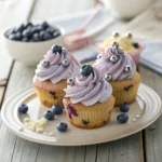 Blueberry Muffin Strawberry Shortcake cupcakes with berry frosting