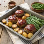 Sheet pan mini meatloaf with roasted potatoes