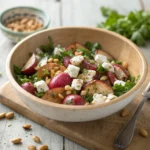Roasted Radish and Feta Salad in bowl
