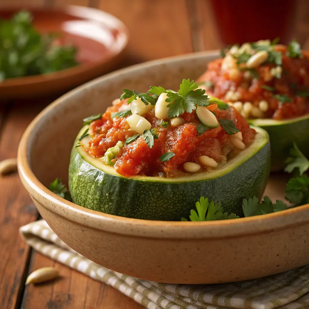 Vegetarian Lebanese stuffed zucchini kousa mahshi vegetarian