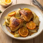 Roasted chicken thighs with fennel and orange