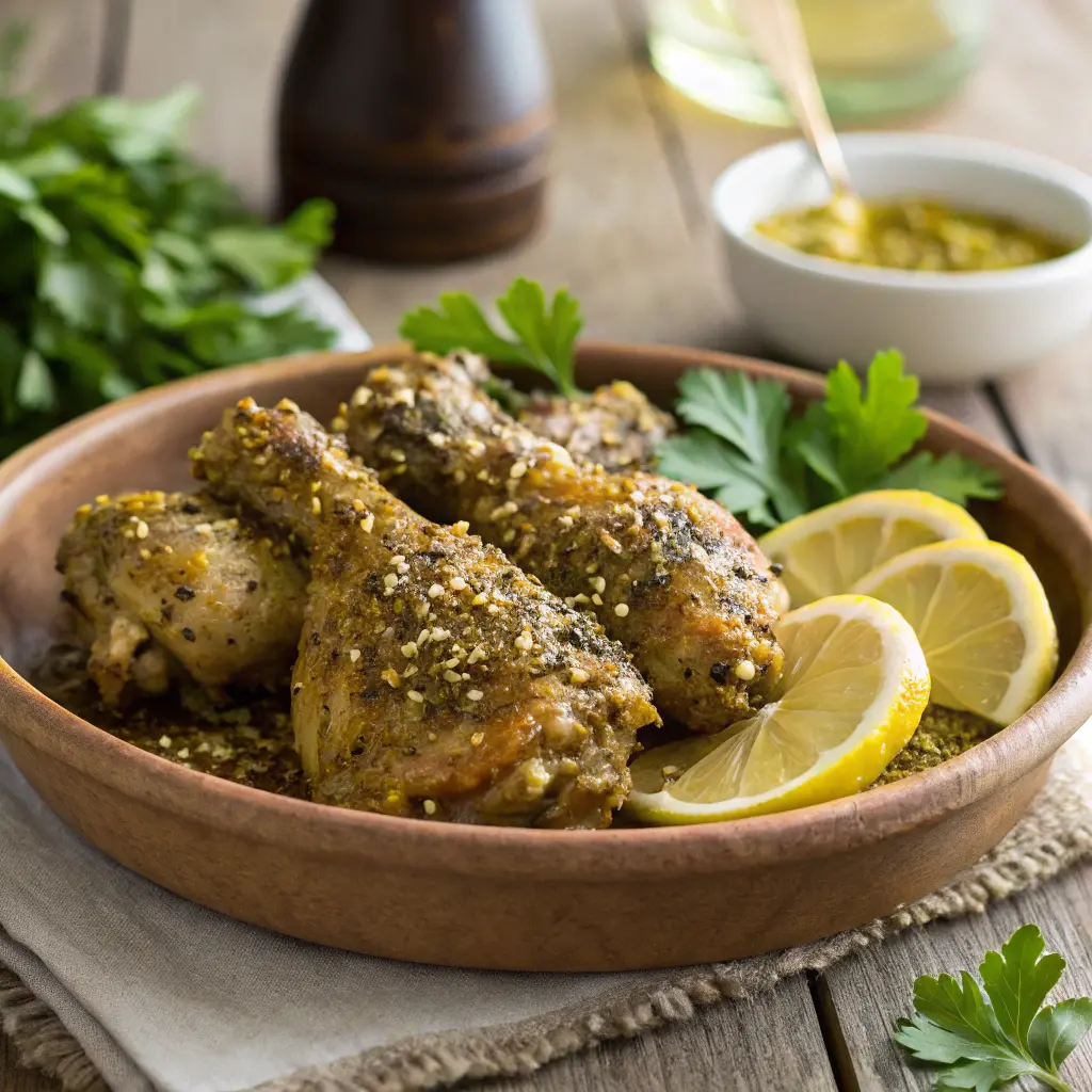 Za atar chicken thighs crispy and juicy