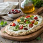 Labneh Flatbread Recipe with Fresh Herbs and Lavash Bread 9 Labneh flatbread with fresh herbs and vegetables