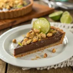Cocoa-Nutty Lime Tart slice served on white plate