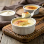 Creamy baked yogurt dessert in ramekin