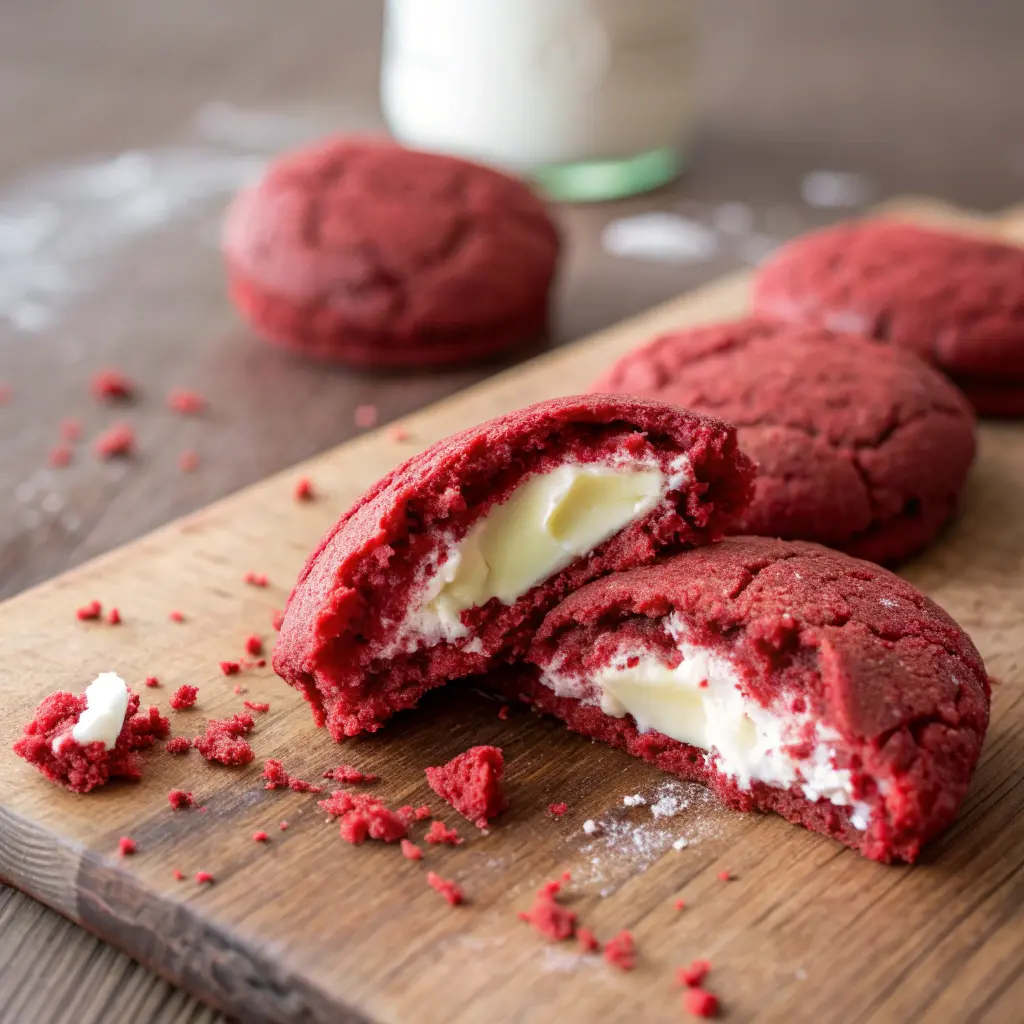 Red Velvet Cheesecake Cookie with creamy center