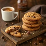 Brown Butter Coffee Toffee Cookies stack