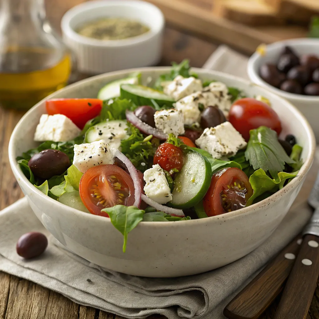 Feta salad with cherry tomatoes and balsamic dressing