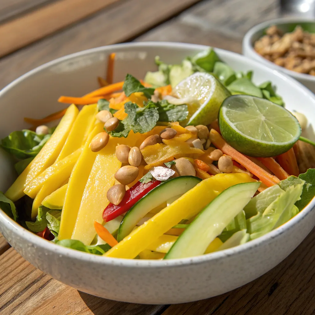 Fresh mango salad in a bowl