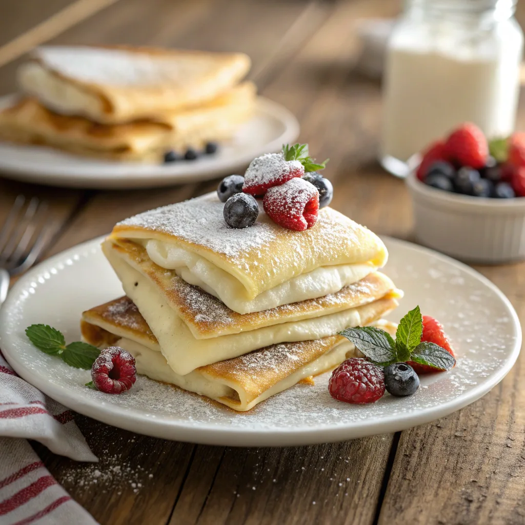 Golden cheese blintzes with creamy filling