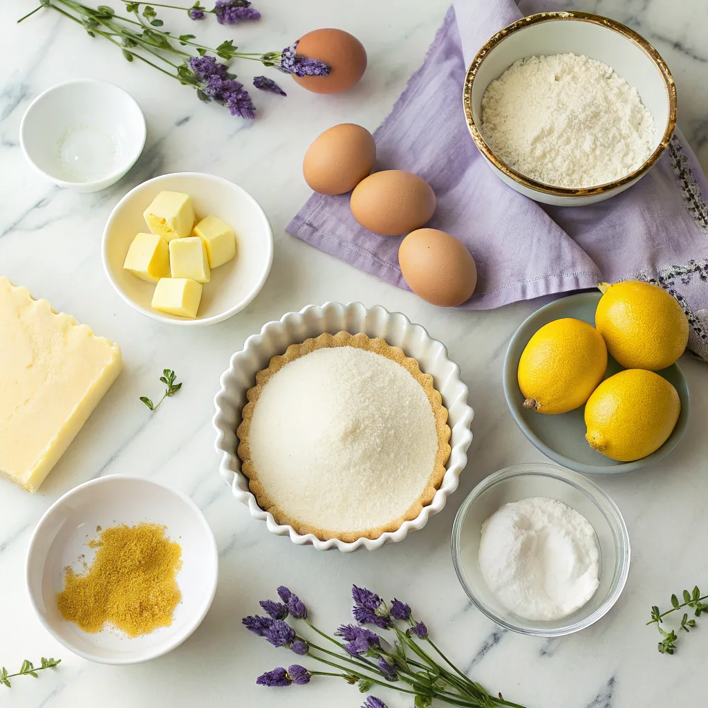 Ingredients for Mini Lemon Tart with Lilac Meringue