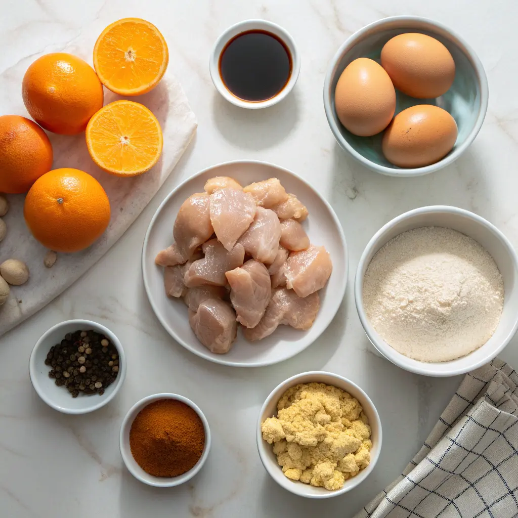 Ingredients for air fryer orange chicken recipe