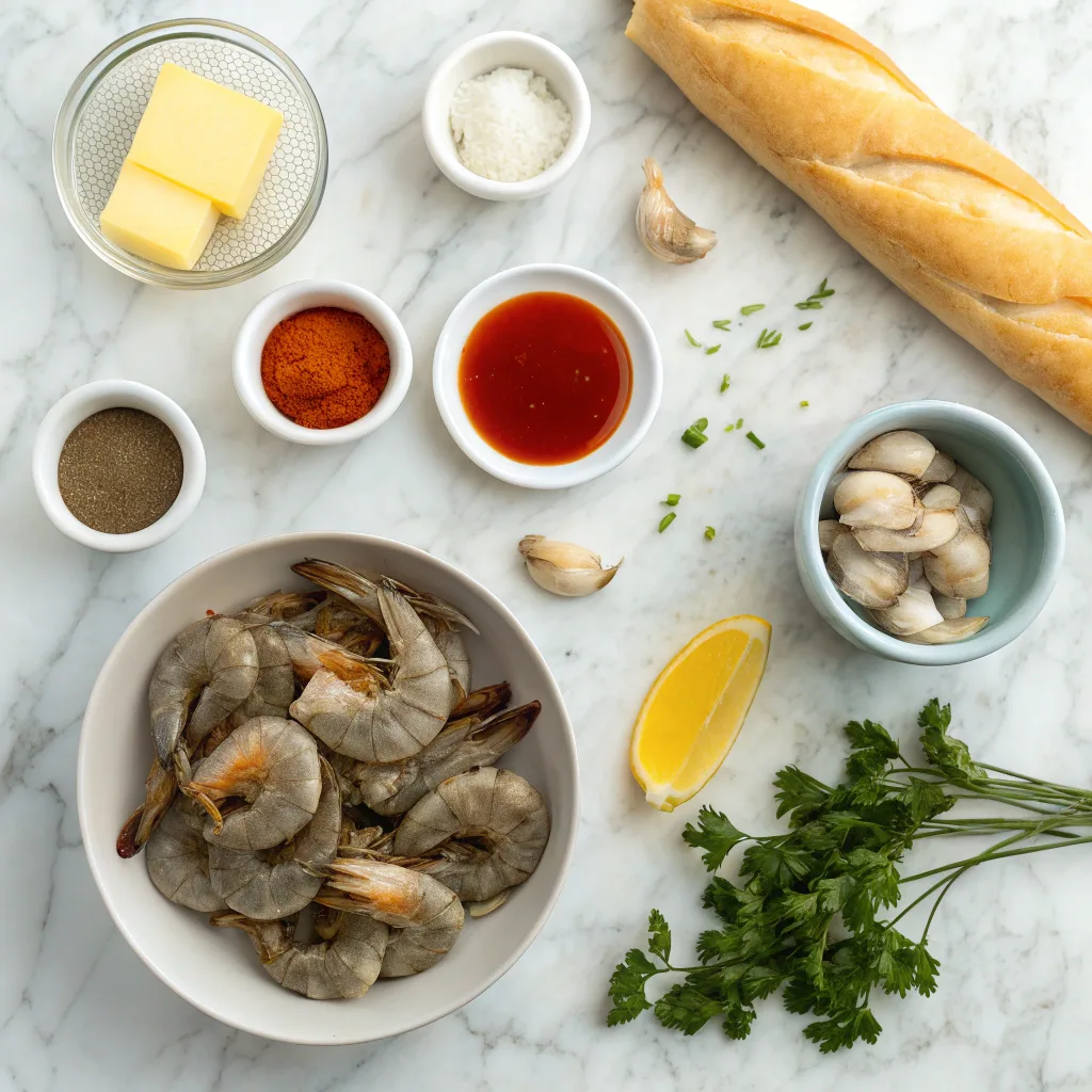 Ingredients for New Orleans BBQ shrimp