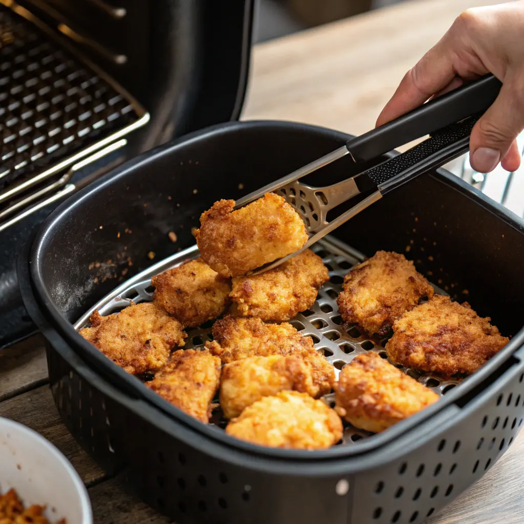Cooking crispy air fryer orange chicken