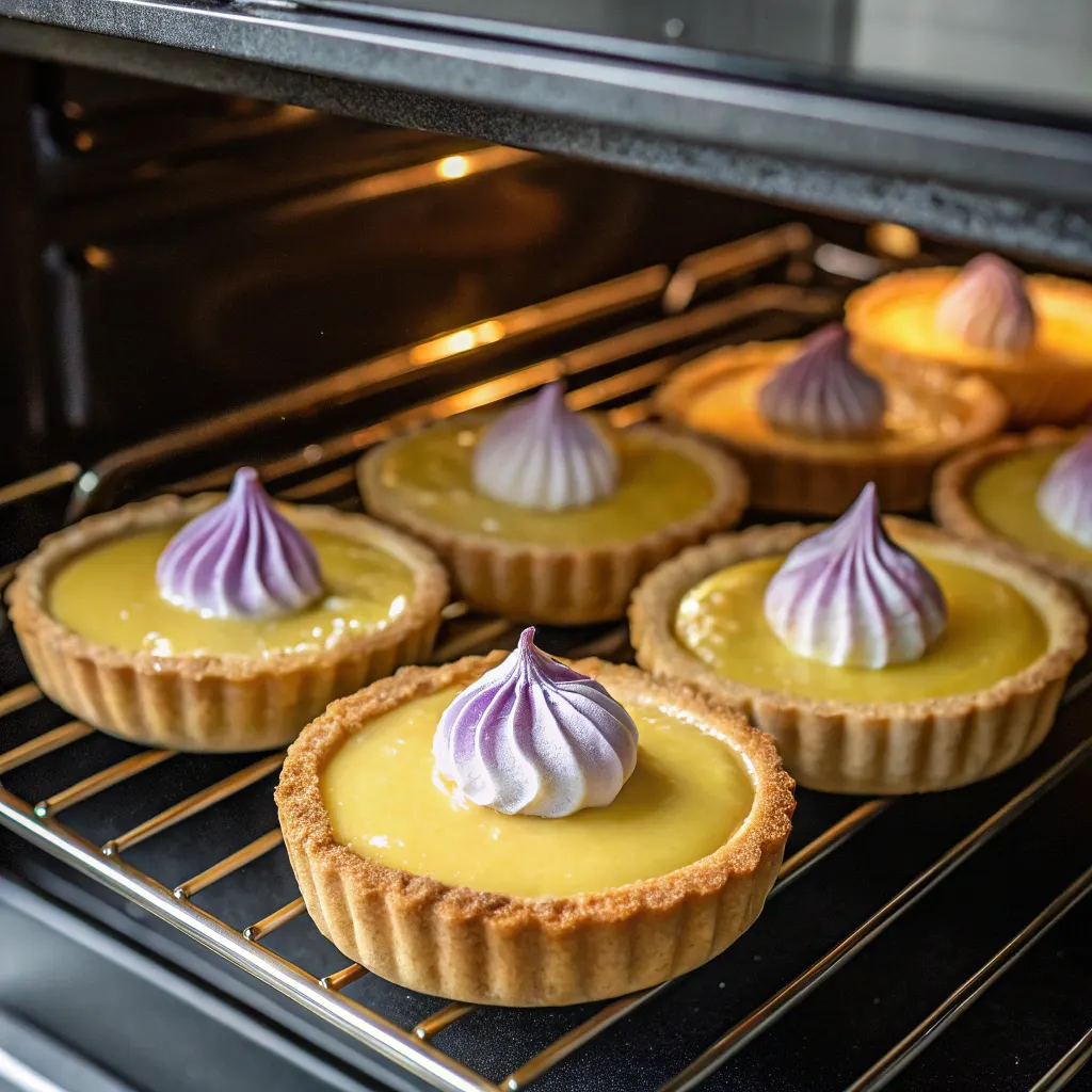 Baking Mini Lemon Tart with Lilac Meringue